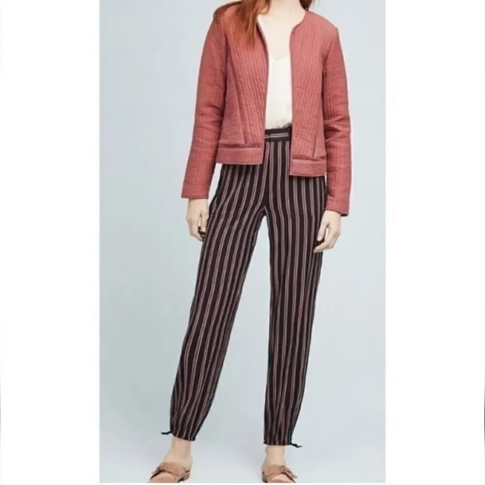 Anthropologie Silky Striped Jogger Pants Size M